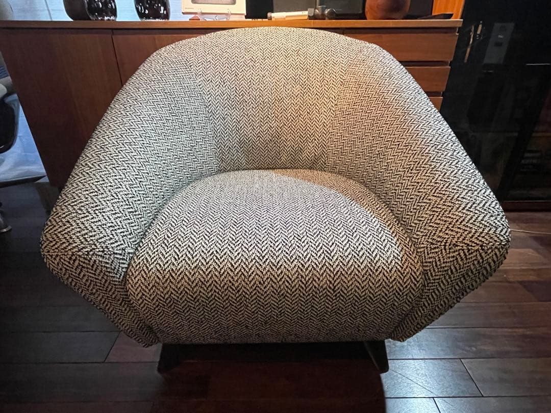 超美品■HUKLA 日本フクラ シングルソファー/1P/1人掛/ヘリンボーン織地