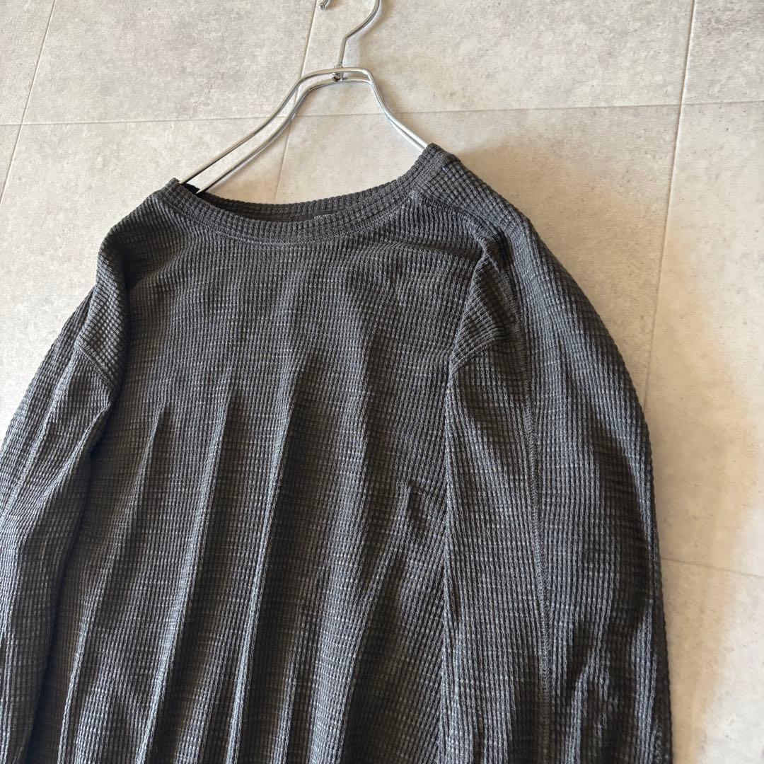 極美品 定価2,3万 RRL クルーネック長袖ワッフル L 黒系 スミクロ