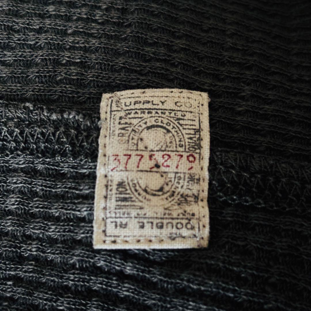 極美品 定価2,3万 RRL クルーネック長袖ワッフル L 黒系 スミクロ