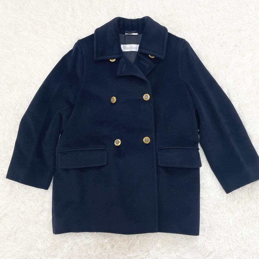 【ていぼん】MaxMara 白タグ カシミヤ混 Pコート 金ボタン
