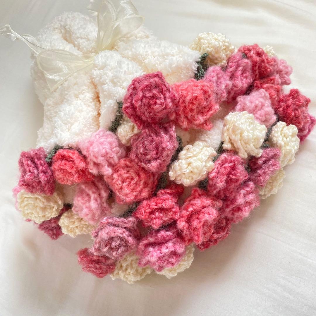 花束　ブーケブランケット　プレゼント　バラ　毛糸　お祝い　モコモコ　卒業式