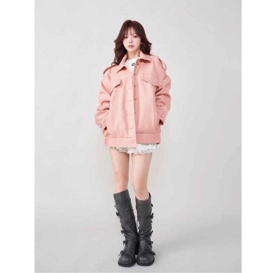 【最安値‼️】 Darich ピンク ライダースジャケット ダーリッチ レザー