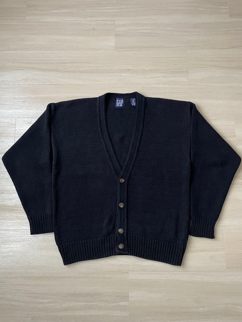 90s old gap コットンニット カーディガン ブラック 黒 ビンテージ