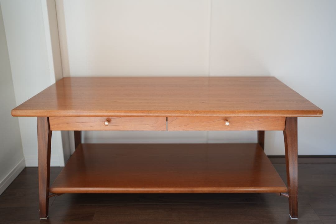 イギリス ヴィンテージ チーク材コーヒーテーブル引出付き