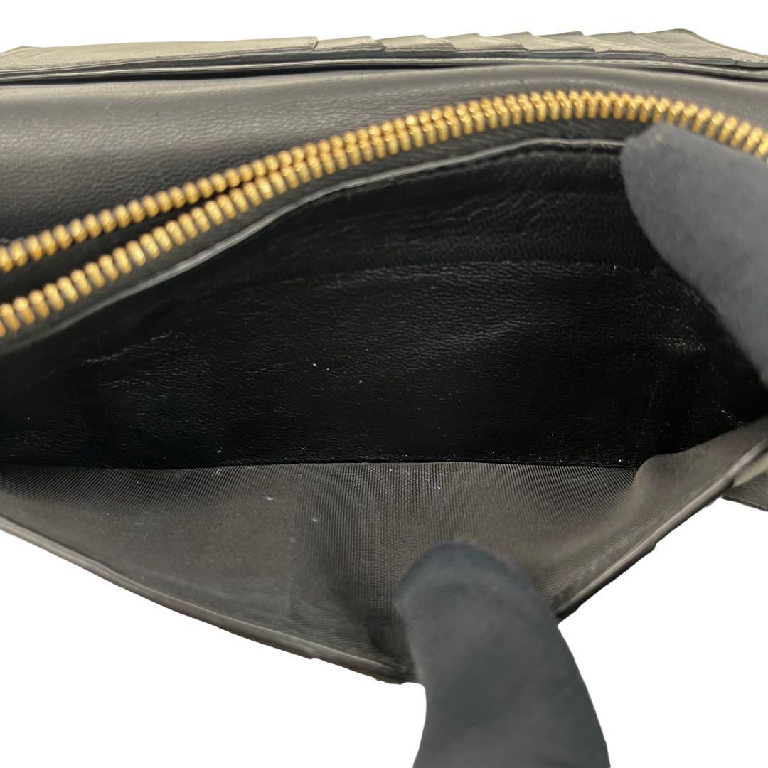 希少✨サンローラン 長財布 クロコ型押し YSL カサンドラ ブラック 黒