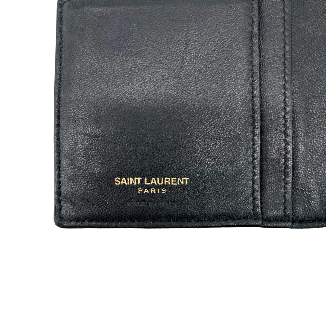 希少✨サンローラン 長財布 クロコ型押し YSL カサンドラ ブラック 黒