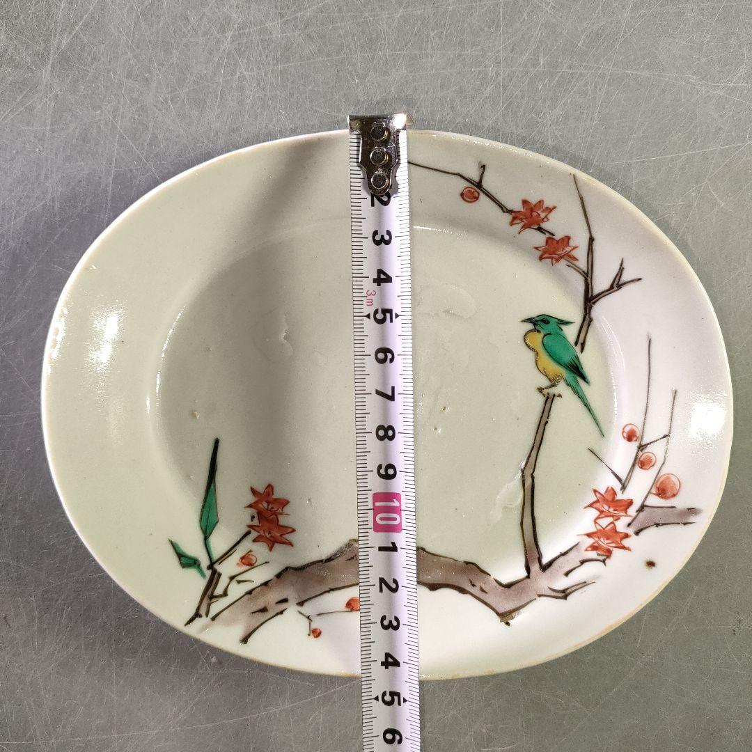 A1210-3/古九谷色絵花鳥文銘々皿5客/共箱/向付/飾皿/菓子皿/懐石道具/