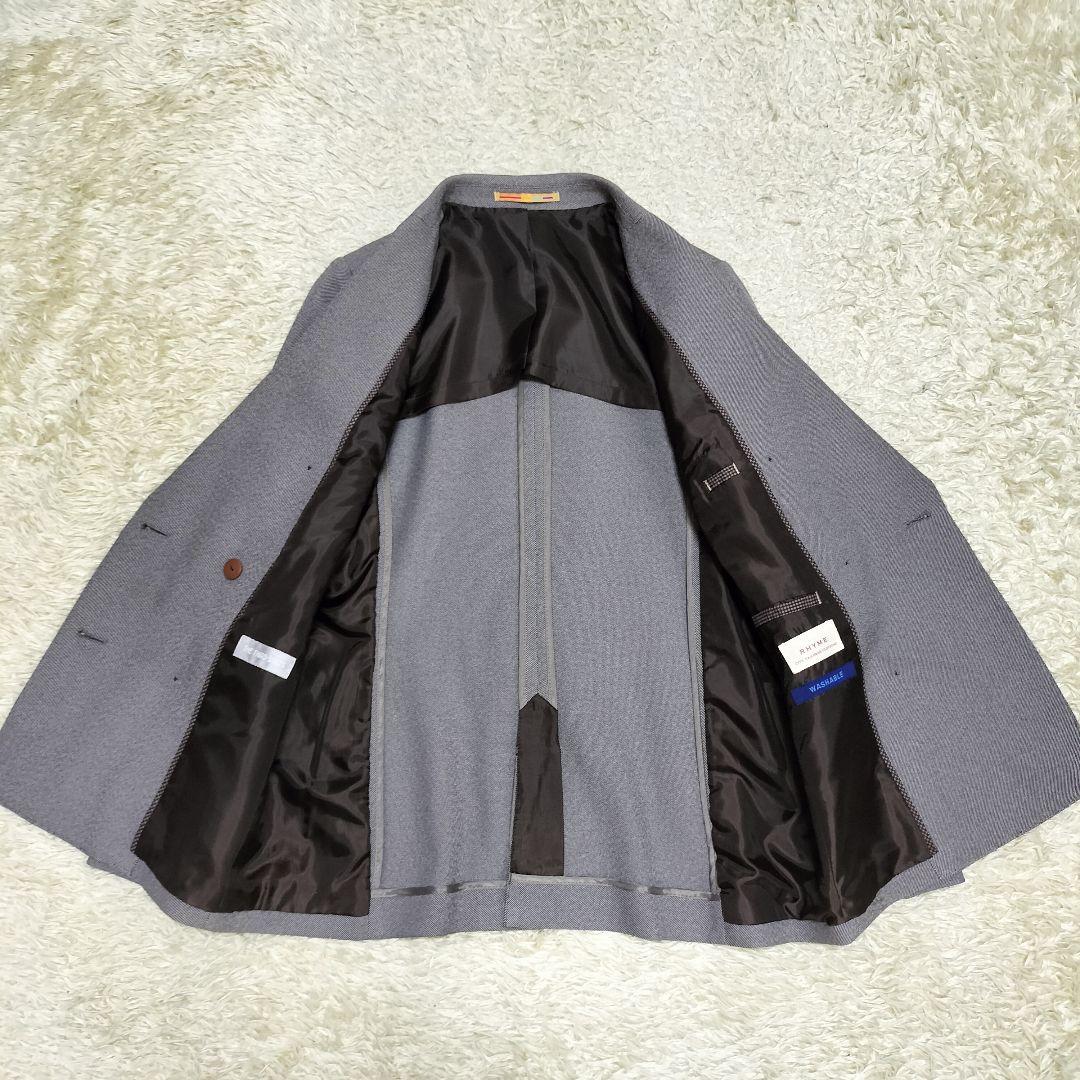 【美品】オリヒカライム ダブルジャケット ストレッチスーツ グレー