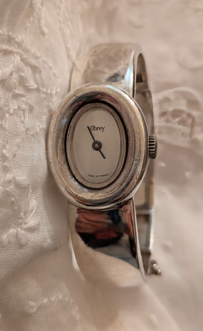 Obrey ソリッドシルバー 手巻き時計♠️2針♠️フランス製♠️銀♠️バングル