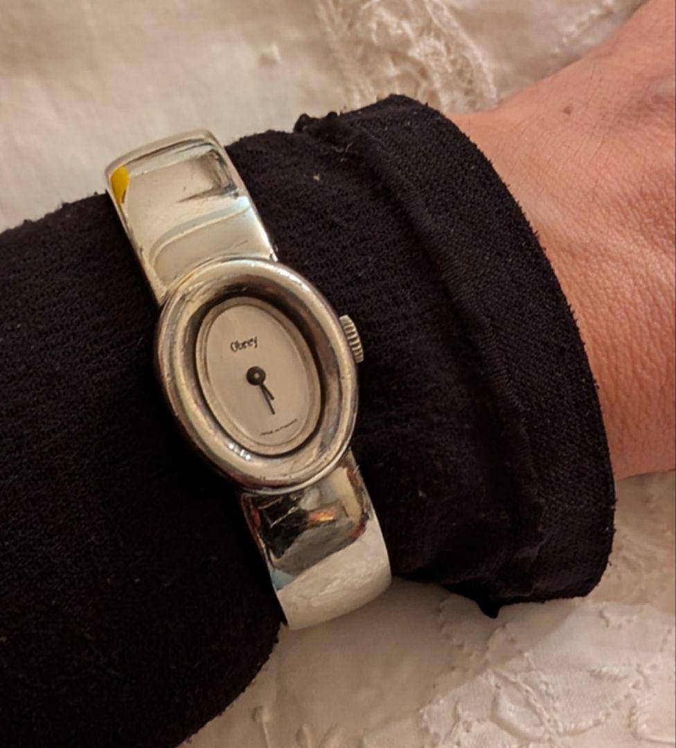 Obrey ソリッドシルバー 手巻き時計♠️2針♠️フランス製♠️銀♠️バングル