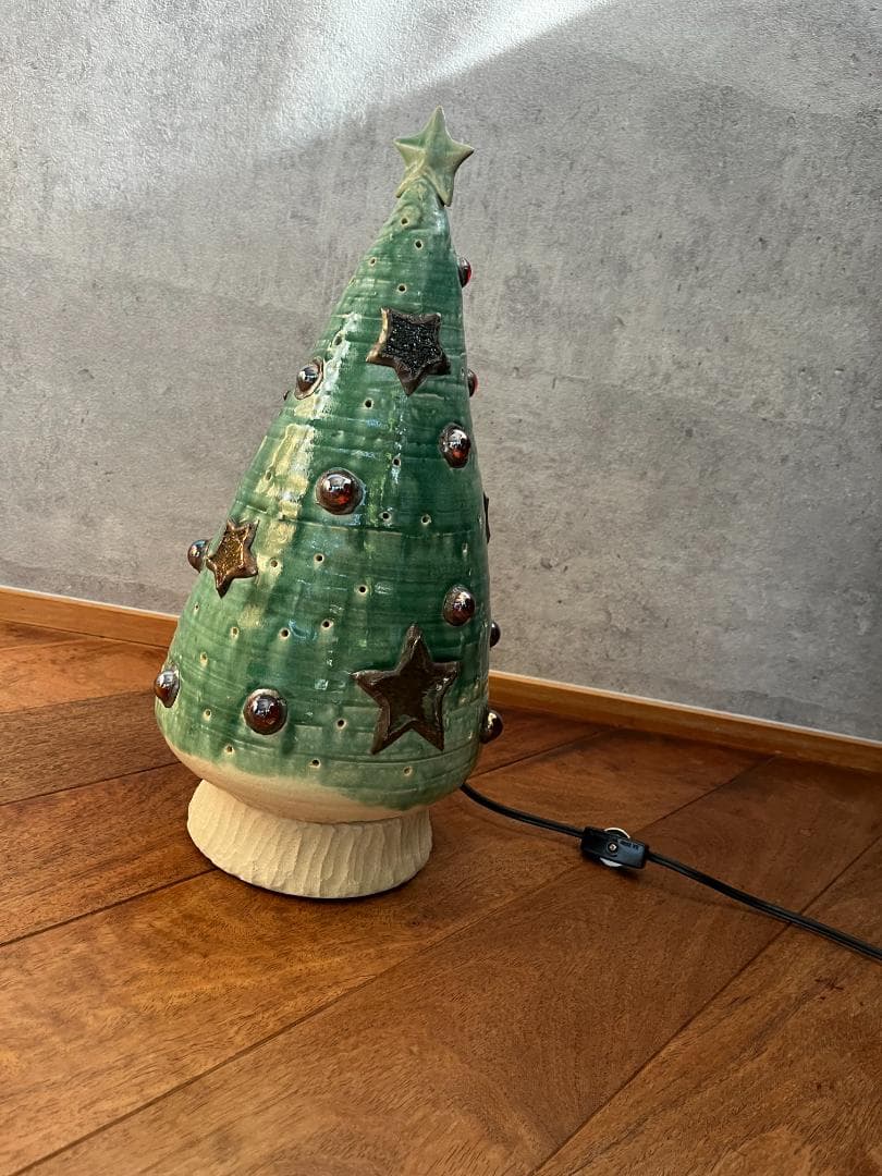 九谷焼き陶器のクリスマスツリー　ランプ　H41㎝
