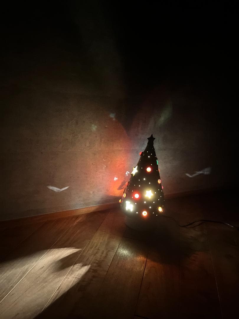 九谷焼き陶器のクリスマスツリー　ランプ　H41㎝