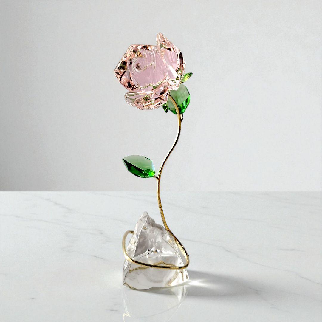 【極美品・現行品】スワロフスキー　フラワー　ローズ　オブジェ　箱付