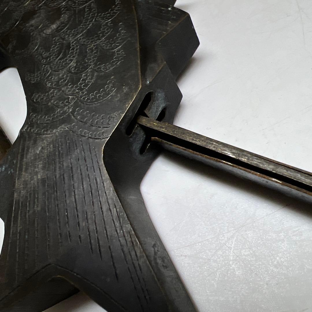 李朝　銅製魚の鍵　615g 東Y8-0203②タカサ