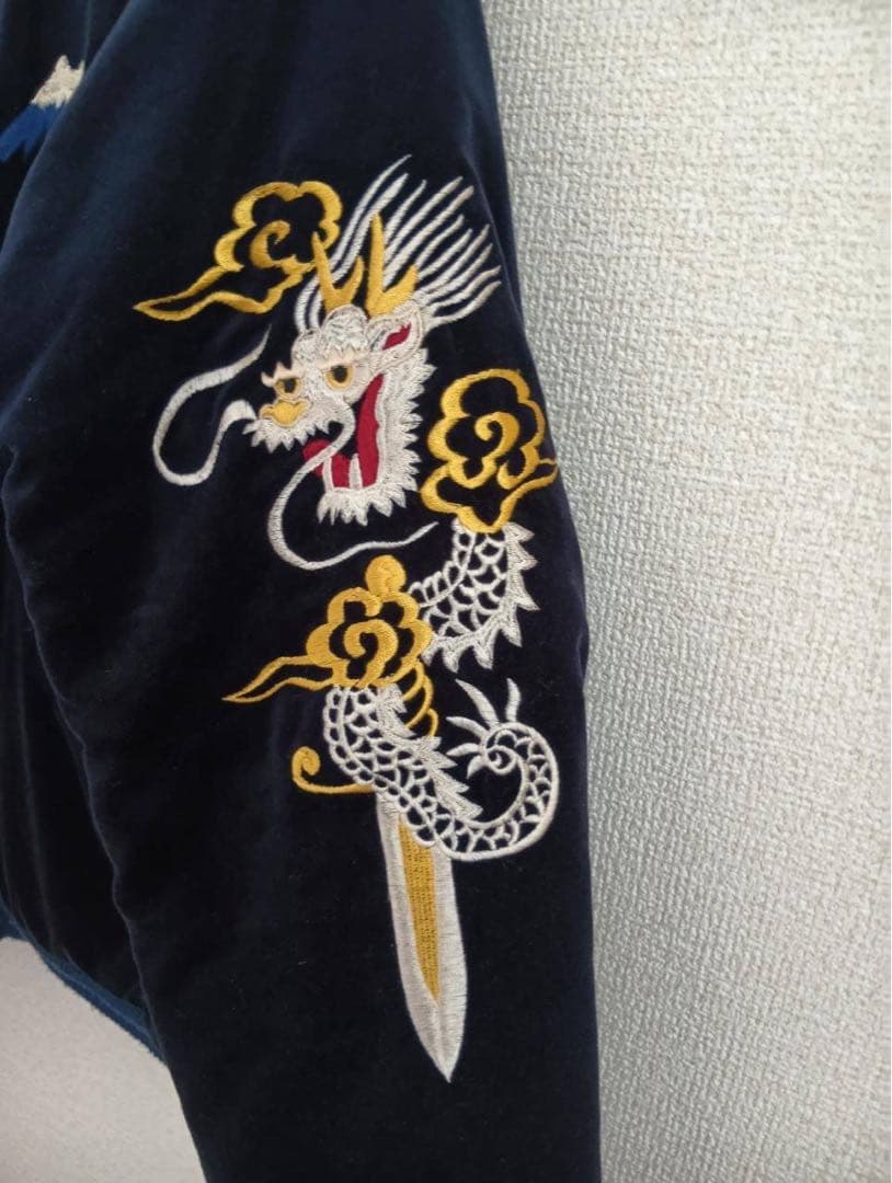 テーラ東洋スカジャン ネイビー 別珍軍艦サイズL