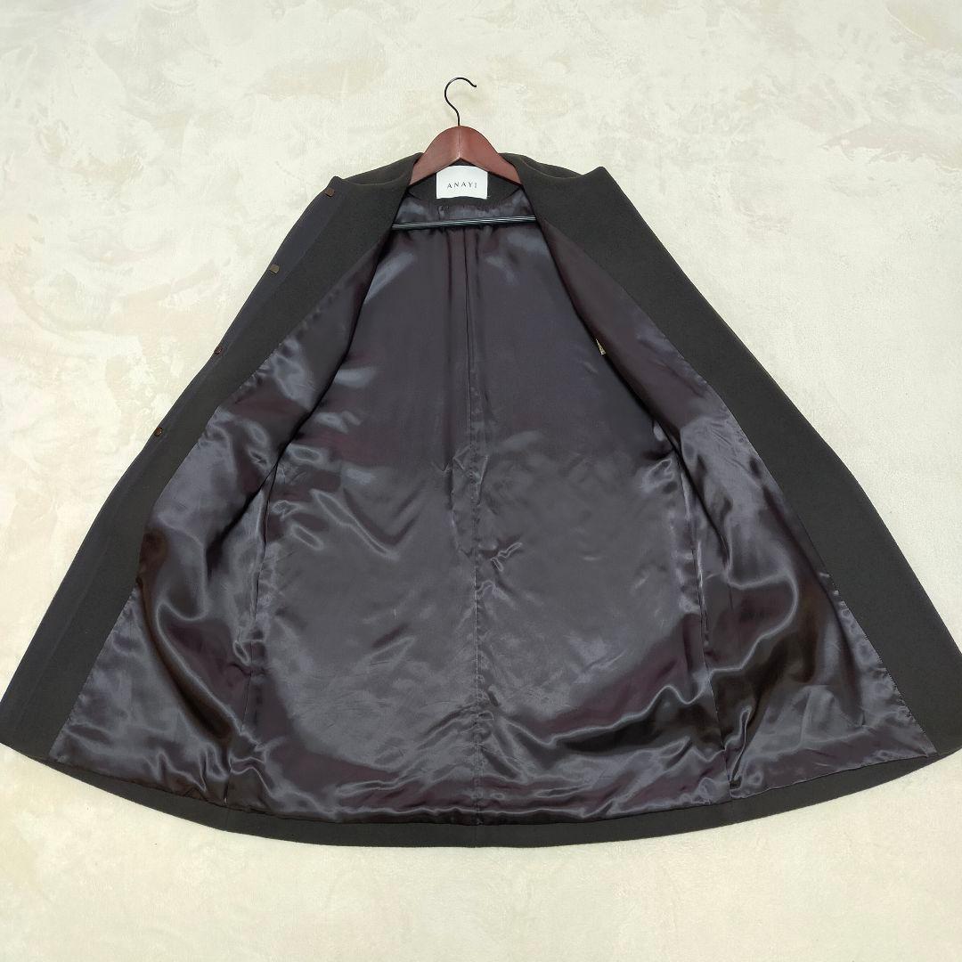 現行タグ　ANAYI　カシミヤ混　ダブルビーバークルーコート　38サイズ
