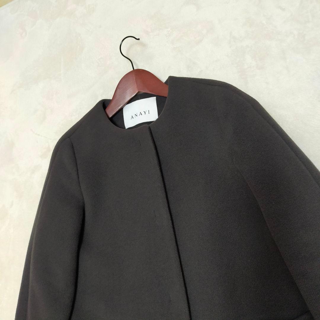 現行タグ　ANAYI　カシミヤ混　ダブルビーバークルーコート　38サイズ