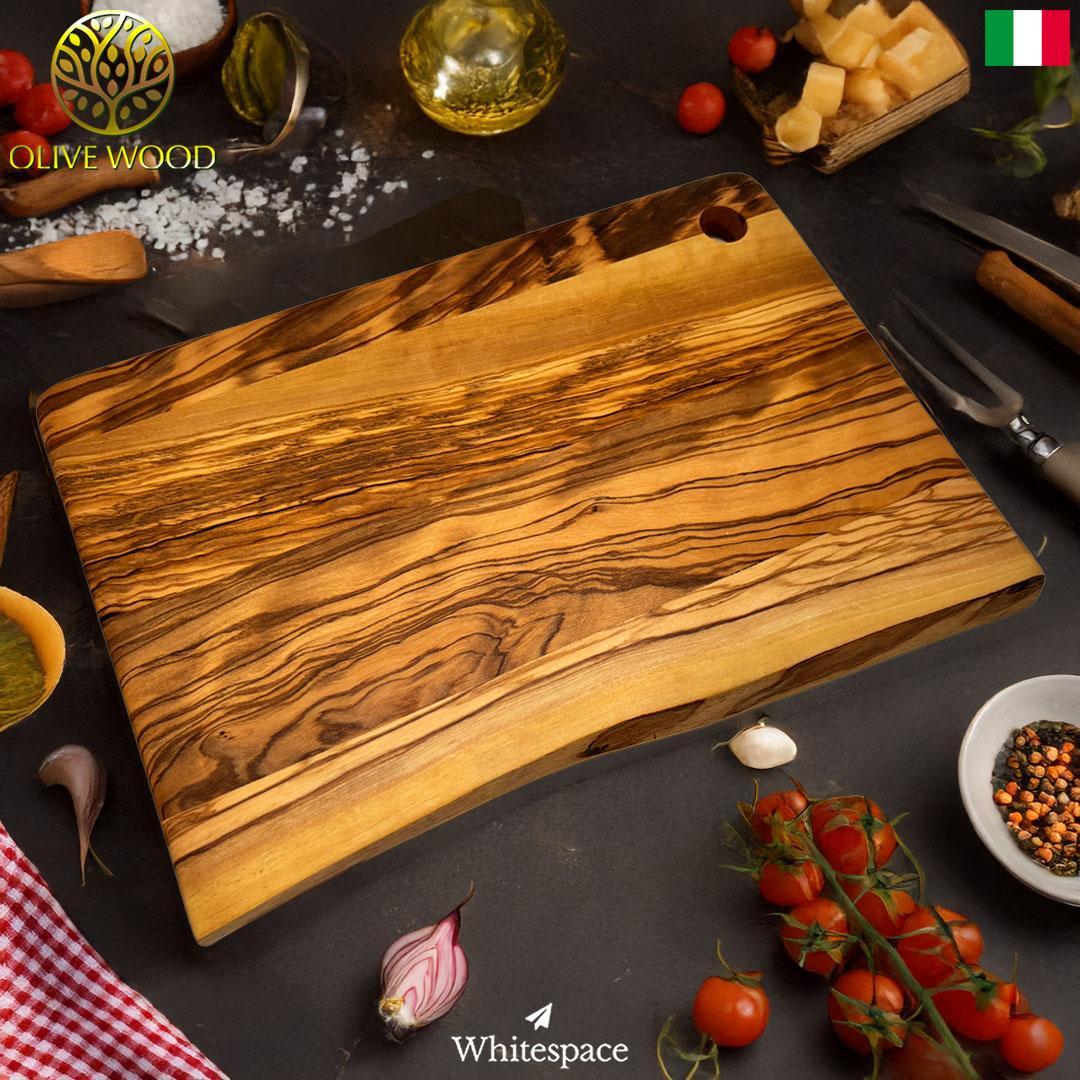 矩形の匠。奥行き イタリアン オリーブウッド カッティングボード まな板 研磨済