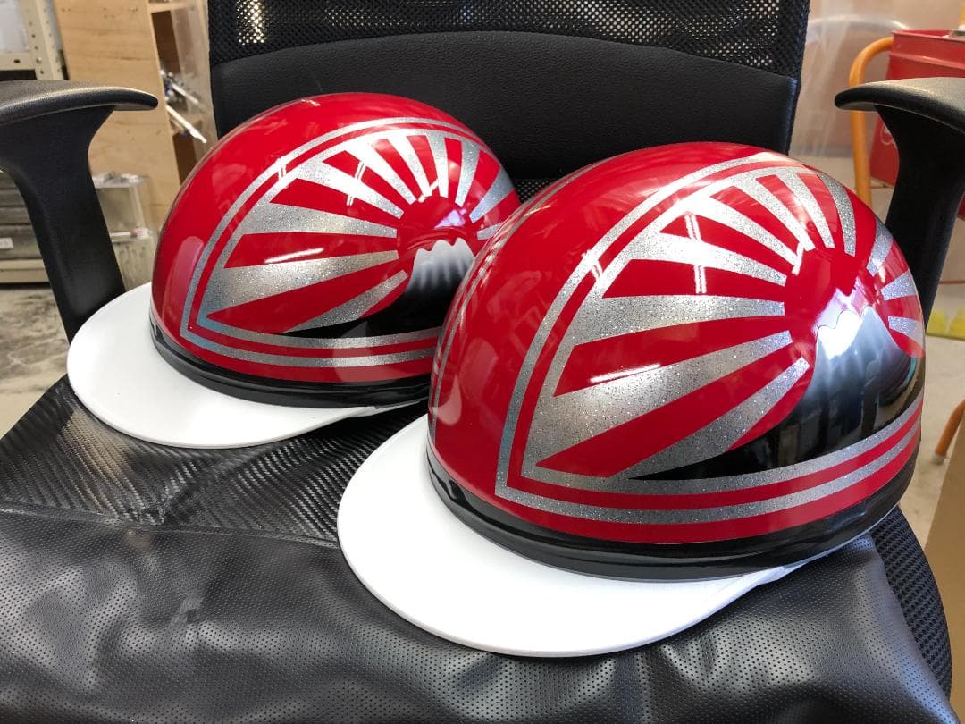 コルク半　カスタム　富士日章　三つボタン　ソリッドレッドシルバー　ラメ　セット