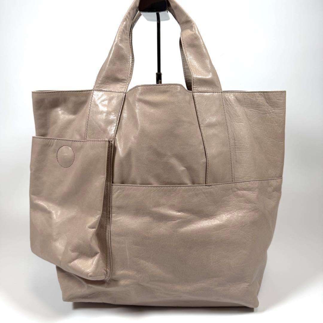 【未使用に近い】ヨーガンレール　トートバッグ　シワ加工　馬革　アイボリー