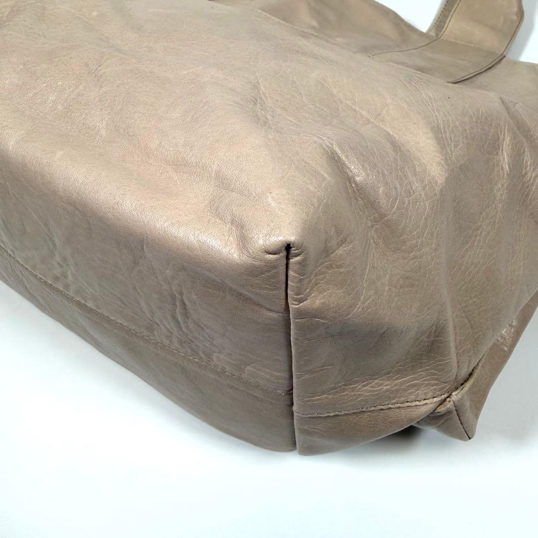 【未使用に近い】ヨーガンレール　トートバッグ　シワ加工　馬革　アイボリー