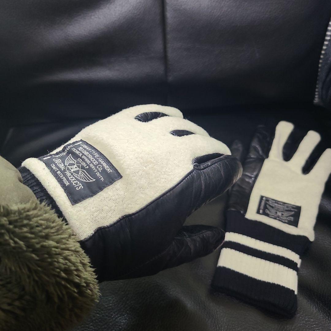 NEIGHBORHOOD ネイバーフッド リブ付き レザーグローブ 手袋M