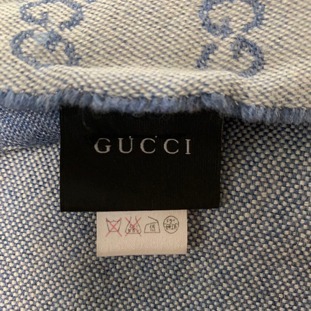 GUCCI ロゴ柄 ウールマフラー
