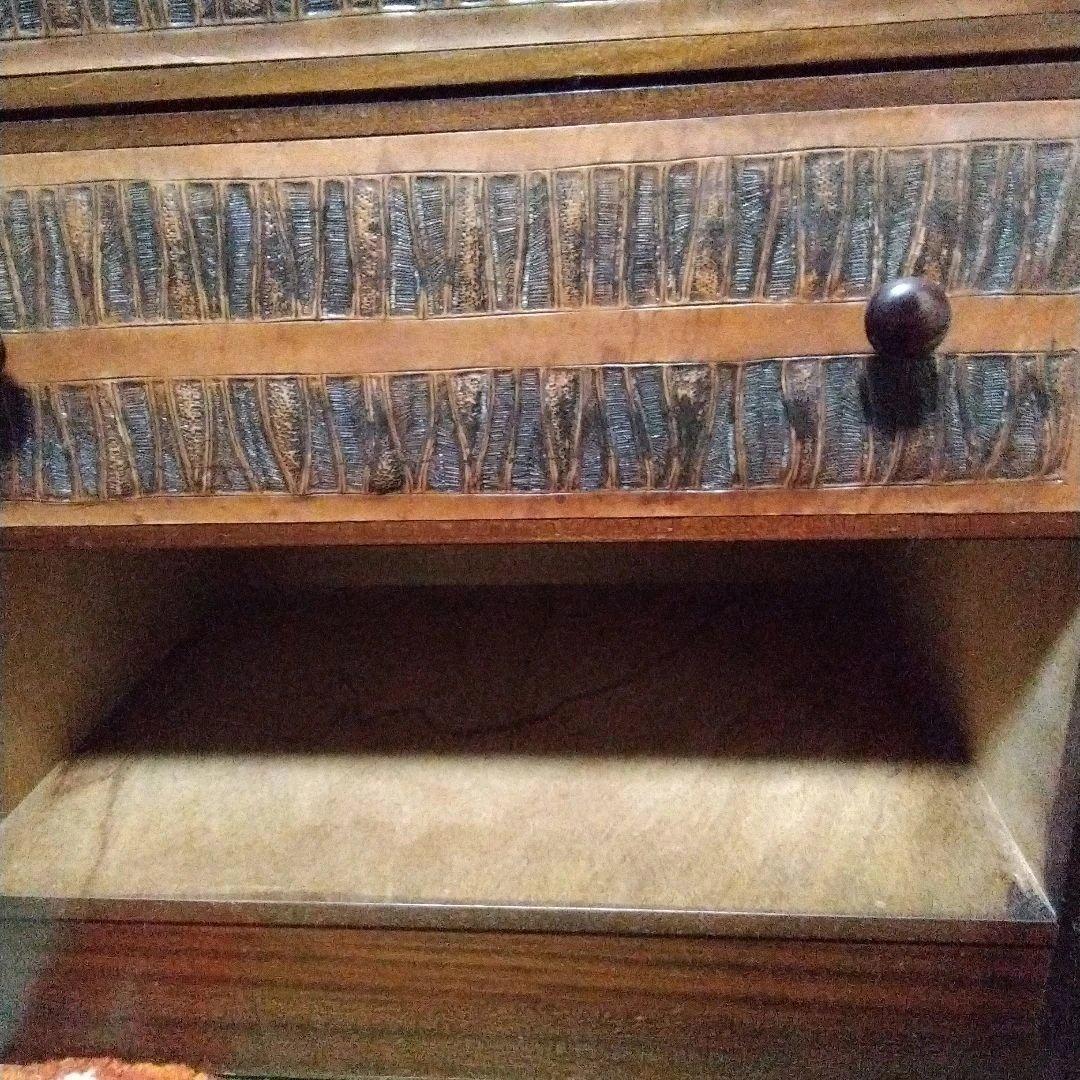 前面レザークラフト張り 6段キャビネット、チェスト