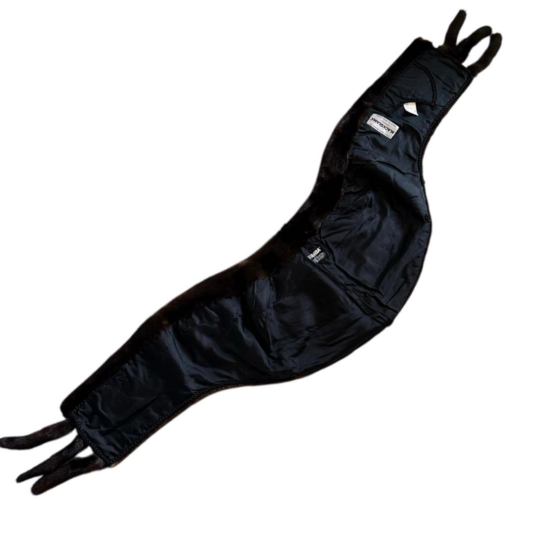 美品★EMBA ブラックグラマミンク ショール ストール 本毛皮 毛並み◎艶◎