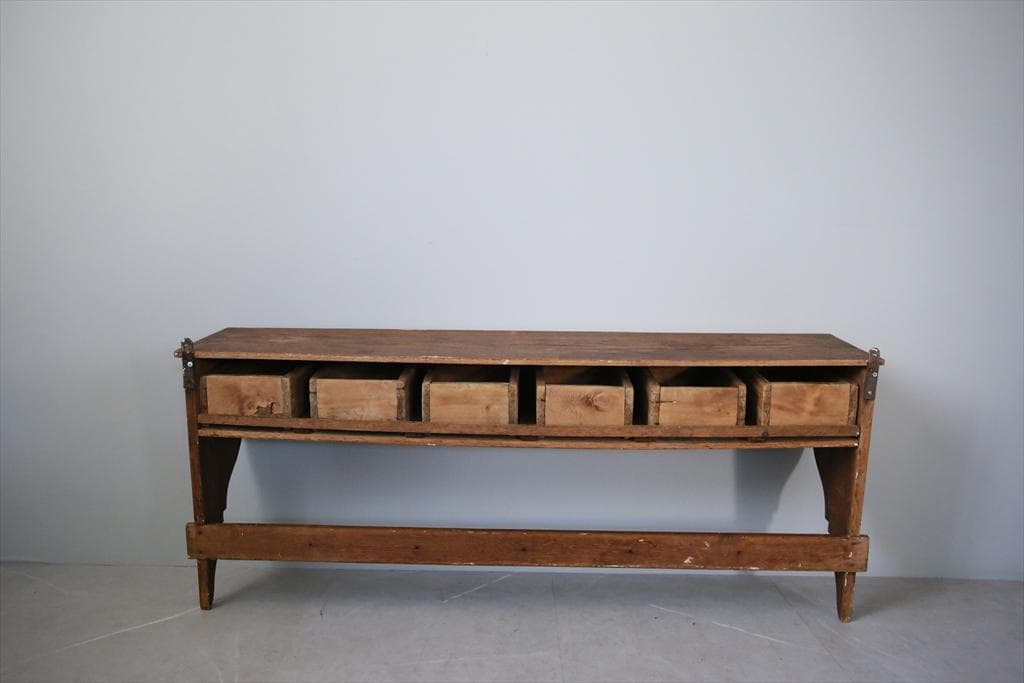 フランスアンティーク木製ウォールシェルフ/壁掛けドロワーフック飾り棚85-131