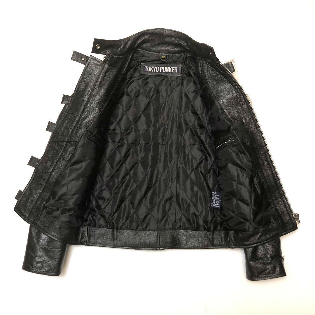 ★極美品★TOKYO PUNKER レザージャケット ボンテージ 32 S 黒