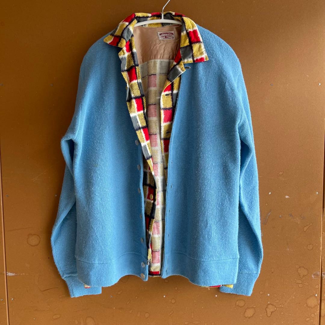 希少70s80sシアーズヴィンテージ カーディガン　ブルー