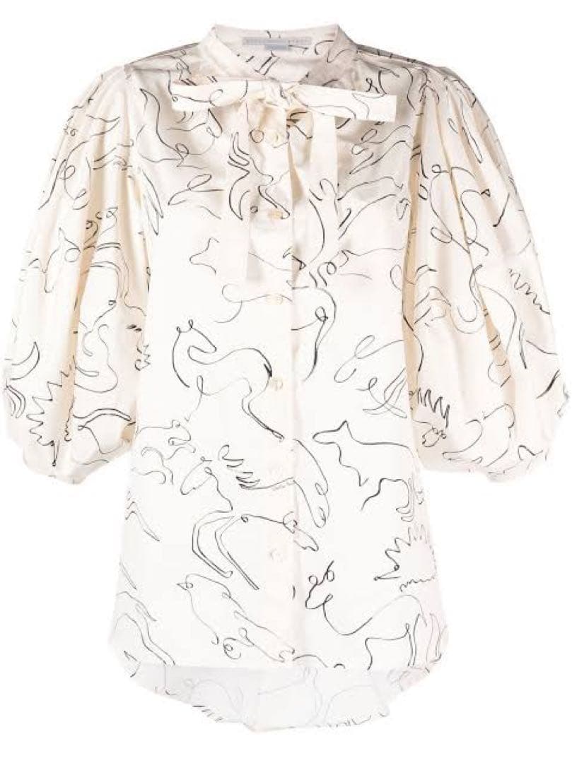 13万円ステラマッカートニー Doodle-Printパフスリーブブラウス新品