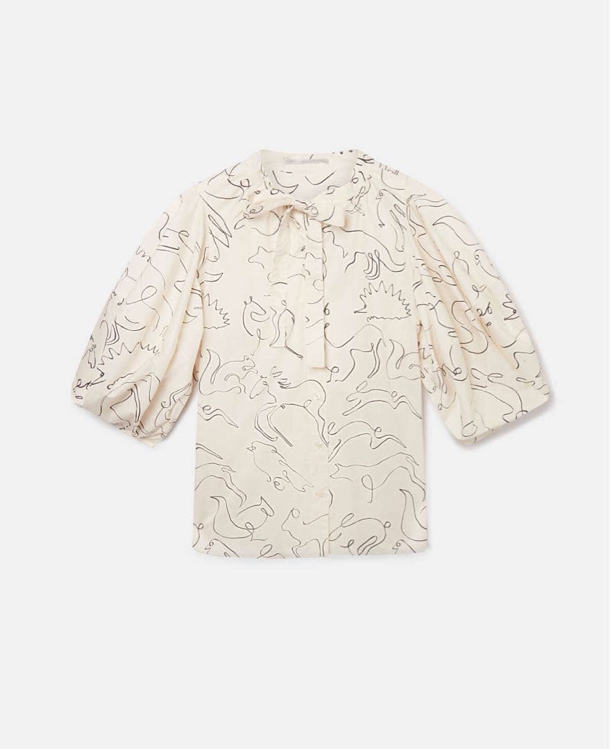13万円ステラマッカートニー Doodle-Printパフスリーブブラウス新品