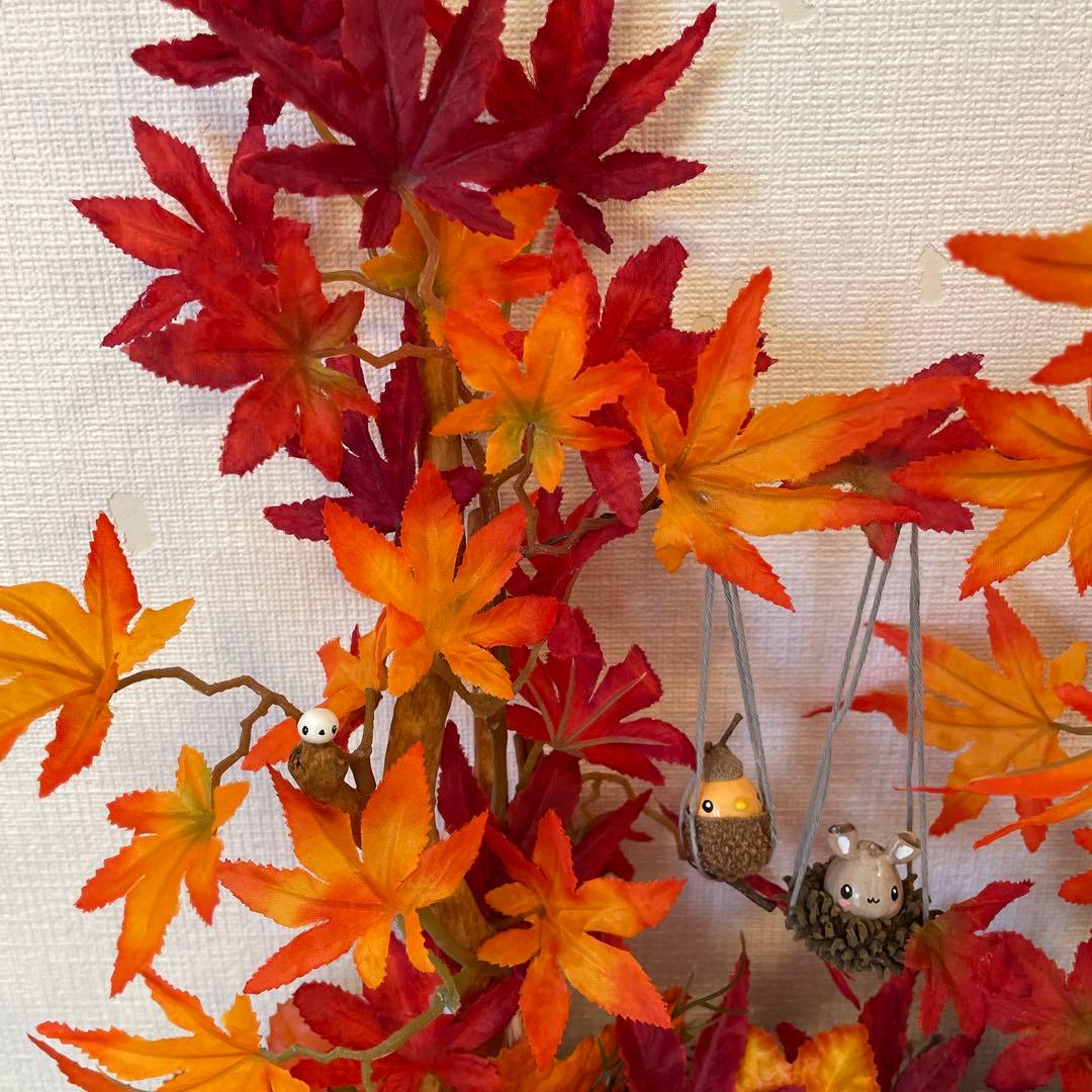 【一点もの】ぽんちゃん☆秋の紅葉の飾り