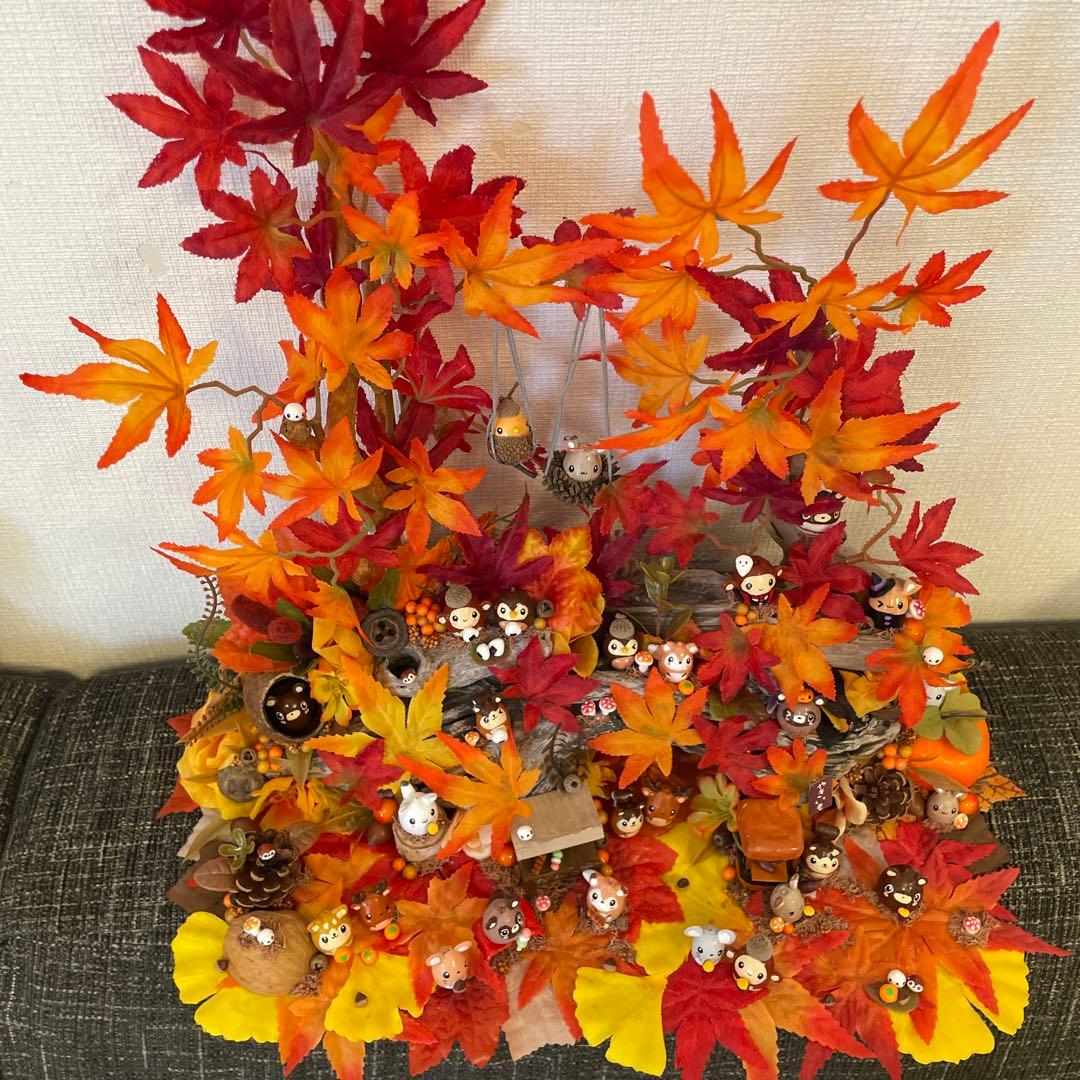 【一点もの】ぽんちゃん☆秋の紅葉の飾り
