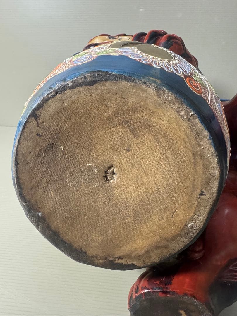 2360 九谷焼　獅子　置物　赤獅子　縁起物　魔除け