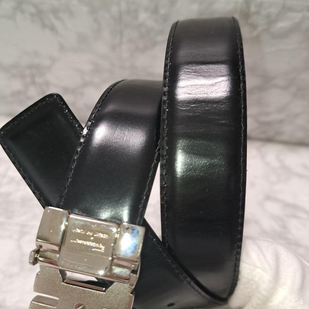 ✨️美品✨フェラガモ ダブルガンチーニ ベルト レザー シルバー 金具ブラック