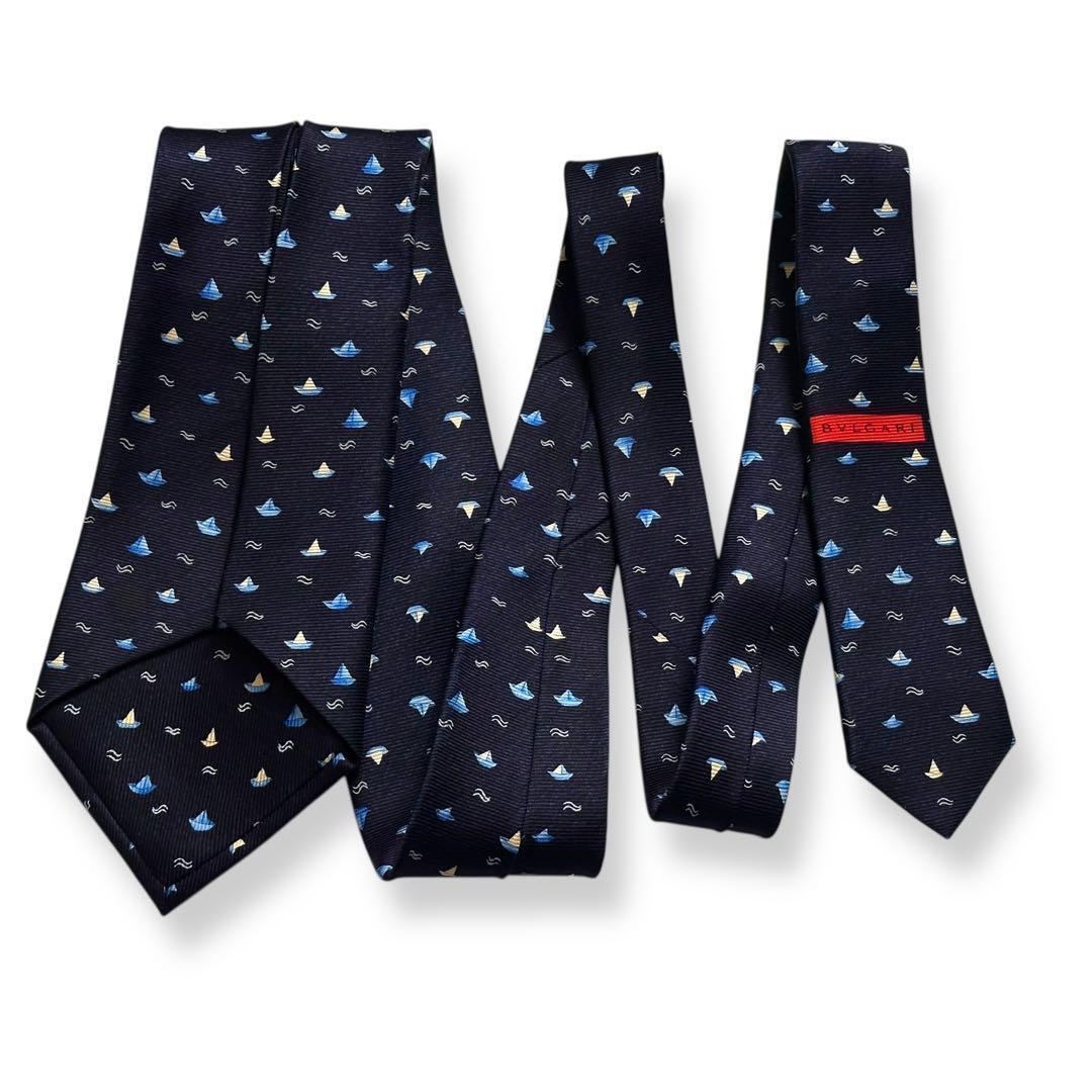 極美品✨BVLGARI ネクタイ　ブルガリ　セッテピエゲ　ヨット　海　夏　【A】