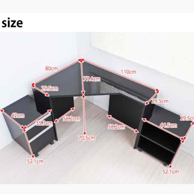 大人気！高級感あふれるデスク、チェスト、ラック3点セット