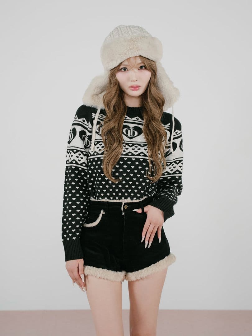 Darich ダーリッチ アーガイル ニットトップス ブラック