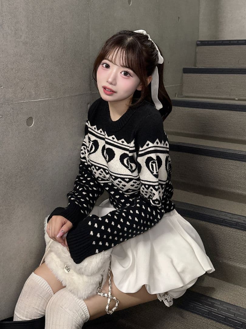 Darich ダーリッチ アーガイル ニットトップス ブラック