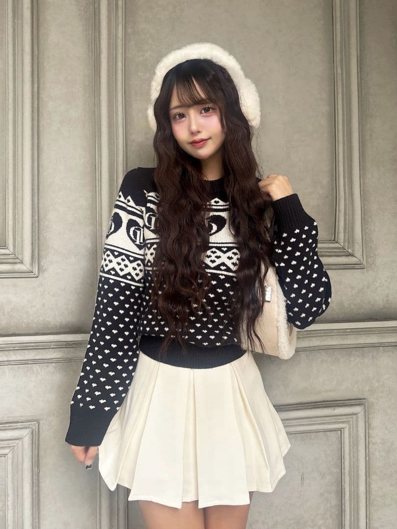 Darich ダーリッチ アーガイル ニットトップス ブラック