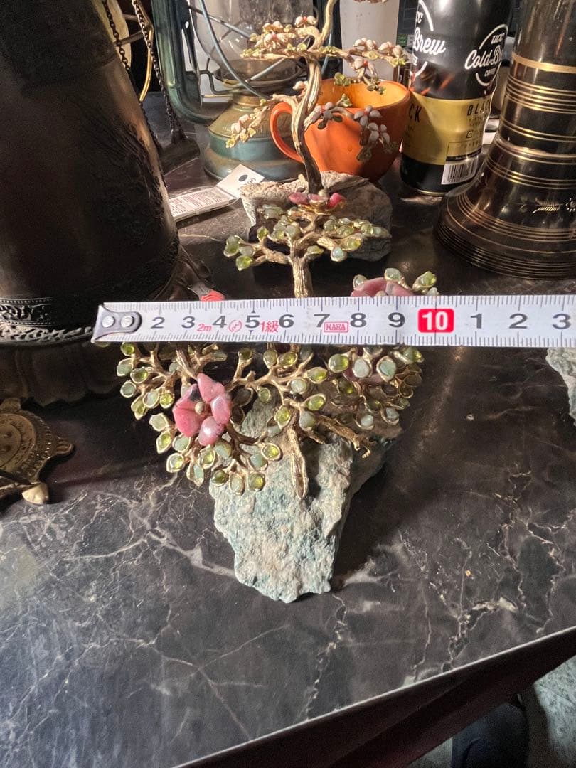 メル82601 盆栽宝石、石付き金盆栽宝石、真鍮盆栽、風水盆栽、宝石盆栽、