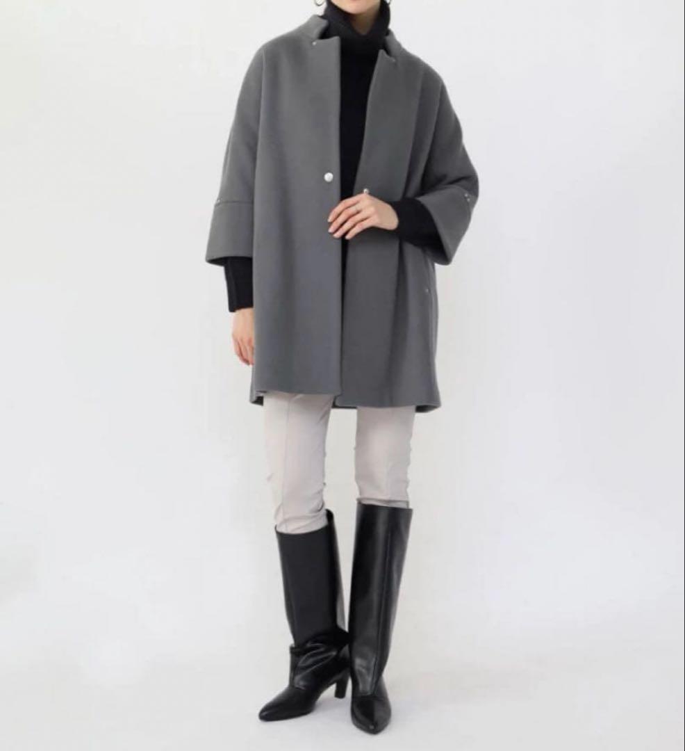 【新品未使用】ヤマダヤ Aga+ 日本製 ダブルメルトン ウールコート グレー9