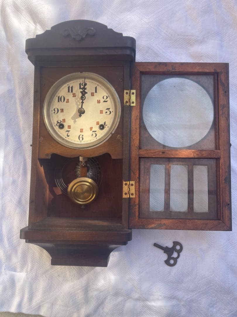 戦前 昭和五年 日本製 振り子掛時計 ゼンマイ式 古時計