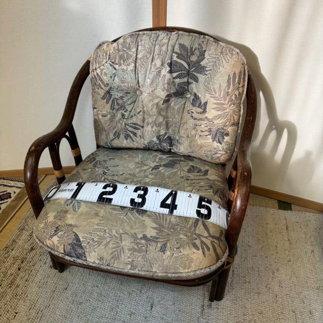 椅子 アームチェア 花柄 ラタンチェア　レトロ
