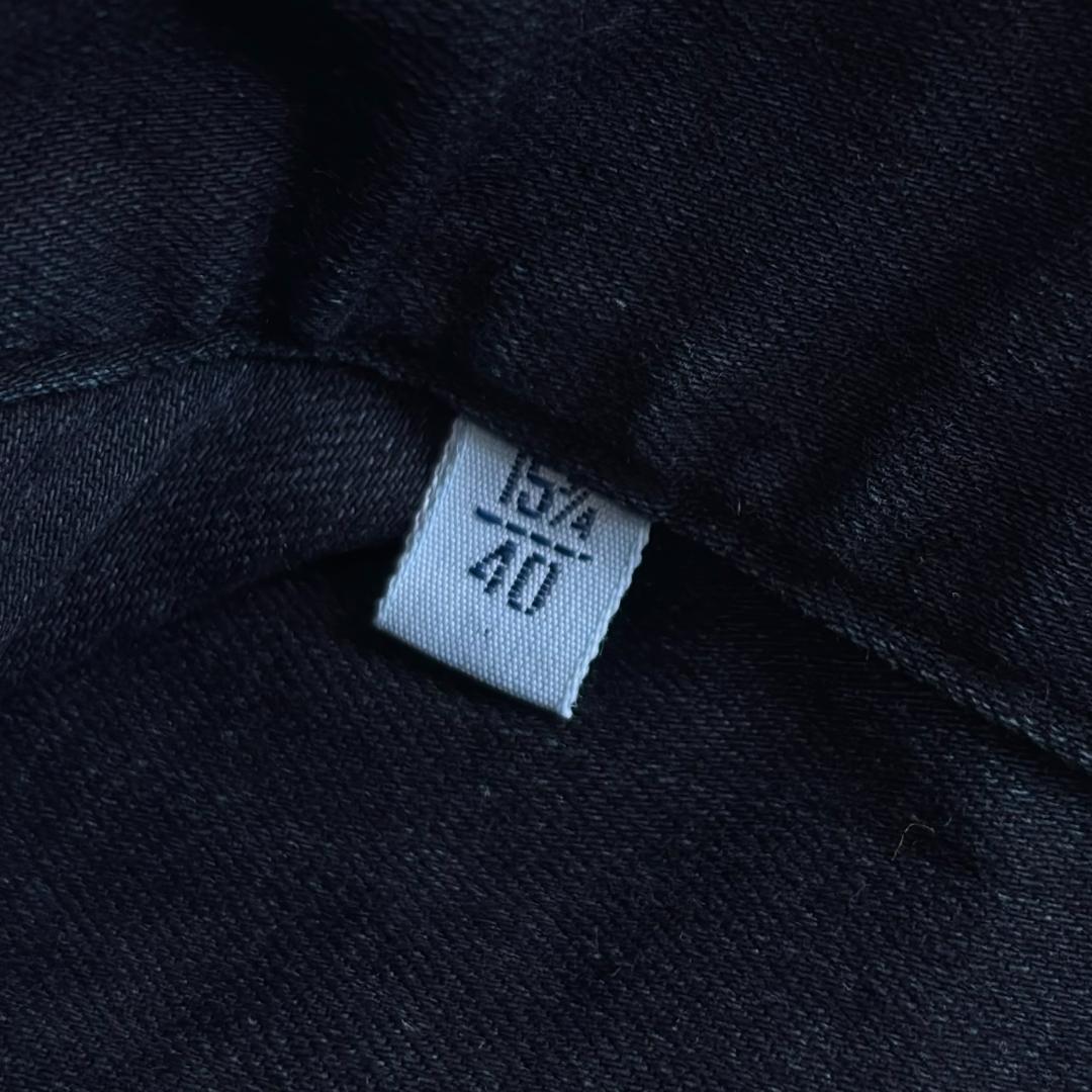 美品 ジャンネット デニムシャツ 長袖 カッタウェイ 太陽アイコン 濃紺 tu6