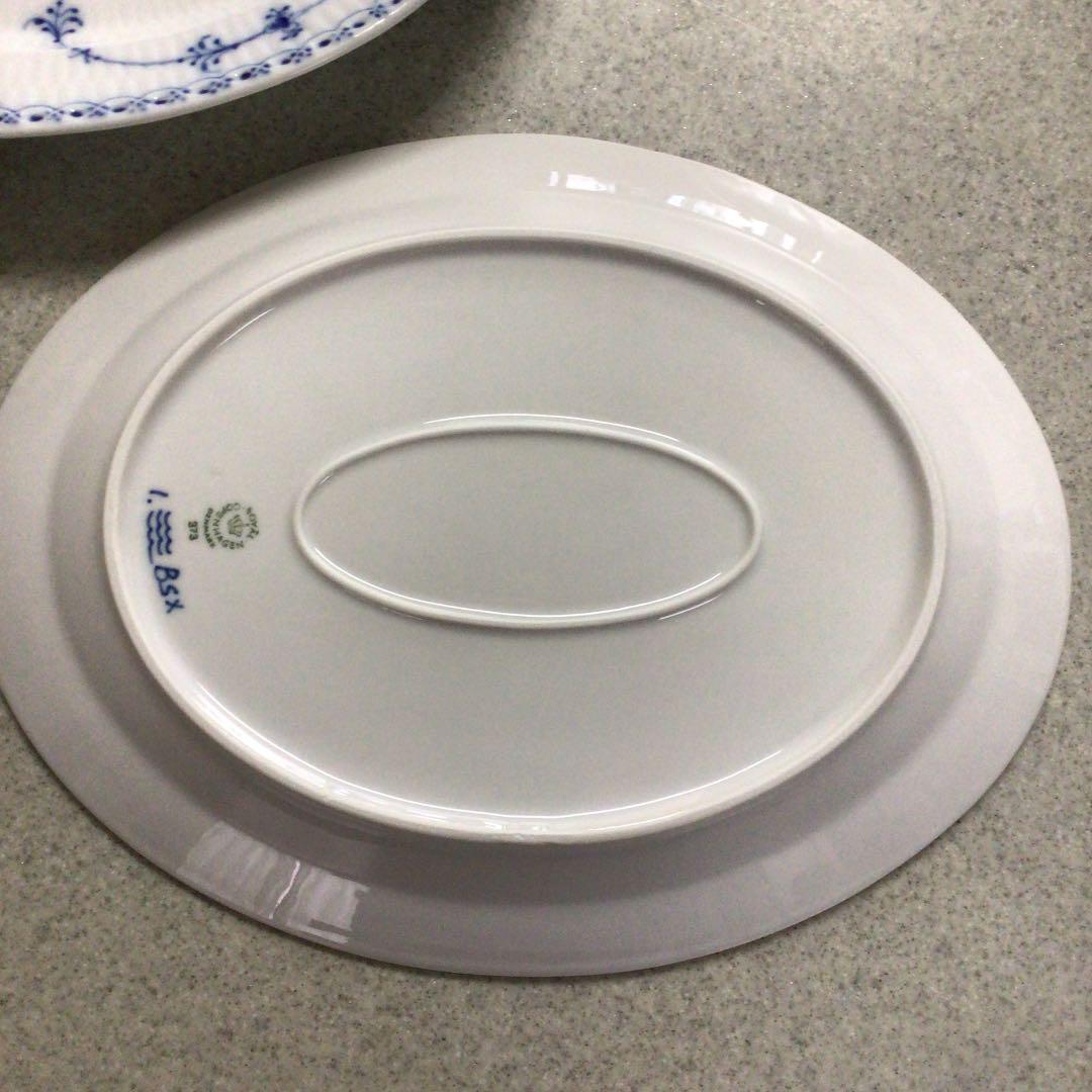 ロイヤルコペンハーゲンブルーフルーテッドハーフレースオーバルプレート　5 枚