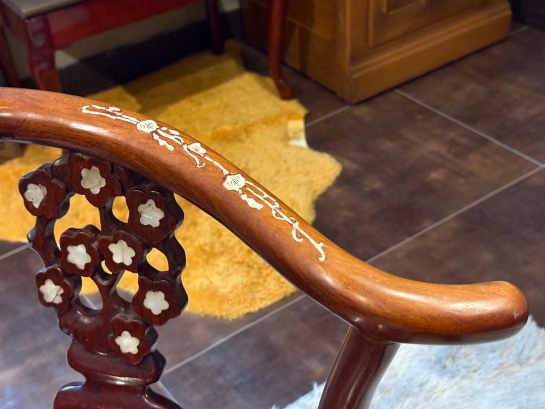 希少　サイドチェア　螺鈿細工 唐木家具 椅子 チェア アームチェア　NZ